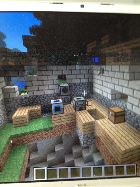 When I say “blew up” I don’t mean a creeper hit it, I mean our Combustion Engine overheated and leveled the whole place (and all of our resources). #minecraft