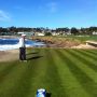 18 tee - waiting for group ahead to clear - waves are crashing on the tee.  I am soaking it IN. Parred 17. Lipped out. 