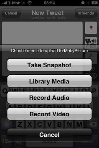 and more great news... with the 3GS you can instantly also upload  video from Twittelator to Moby!!!!